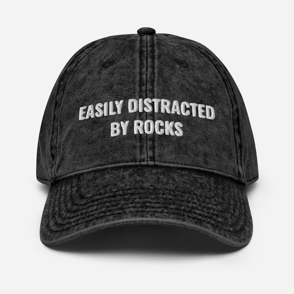 Easily Distracted By Rocks Hat, Geology, Geology Hat, Geology Gifts, Geologist Student, Geology Student Gifts, Vintage Cotton Twill Cap