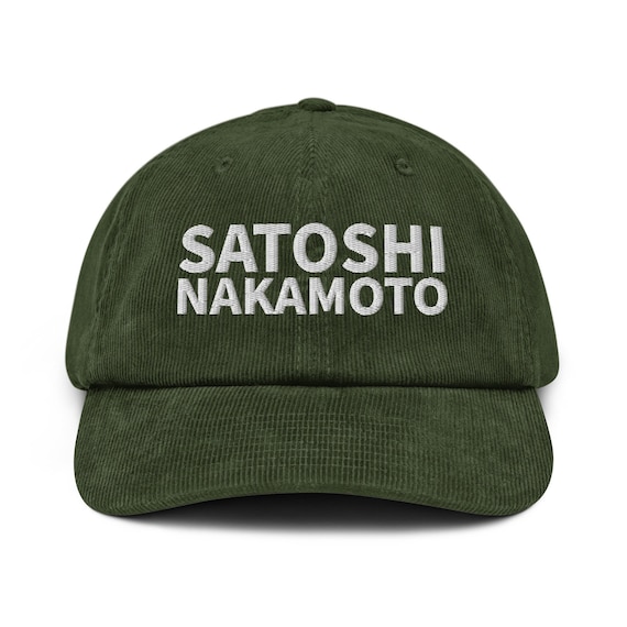 サトシ・ナカモト帽子、刺繍入りコーデュロイキャップ、ビット