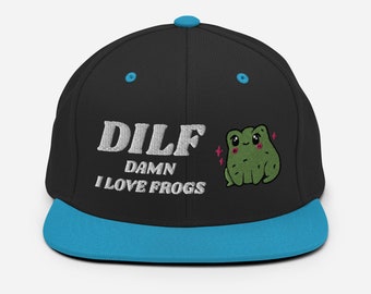 Damn I Love Frogs DILF Snapback Hat, Frog Lover Gift, Boyfriend Gift Idea,  Funny Novelty Hat, Gift Embroidered Funny Frog Cap Snapback Hat -   Norway