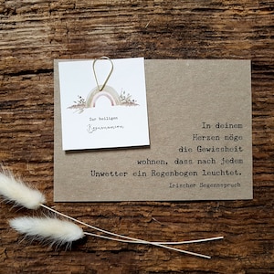 Postkarte Grußkarte Taufe Kommunion Konfirmation Segen Regenbogen Trockenblumen Nachhaltig der Umwelt zuliebe