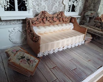 BANC DE MAISON de poupée à l'échelle 1/12 Mini chaise en bois pour