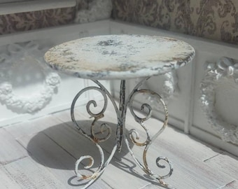 Dollhouse French bistro table, garden/kitchen miniature table, one inch scale