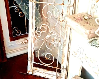 Handmade Miniature Dollhouse Window: Antique Wrought Iron Grille, One Inch Scale