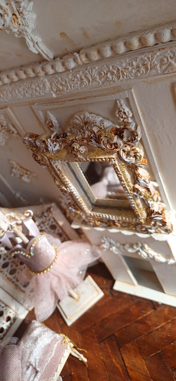 Buy Baroque Dollhouse Mirror, Miniature Golden Ornate Mirror (6.2cm) Online In India