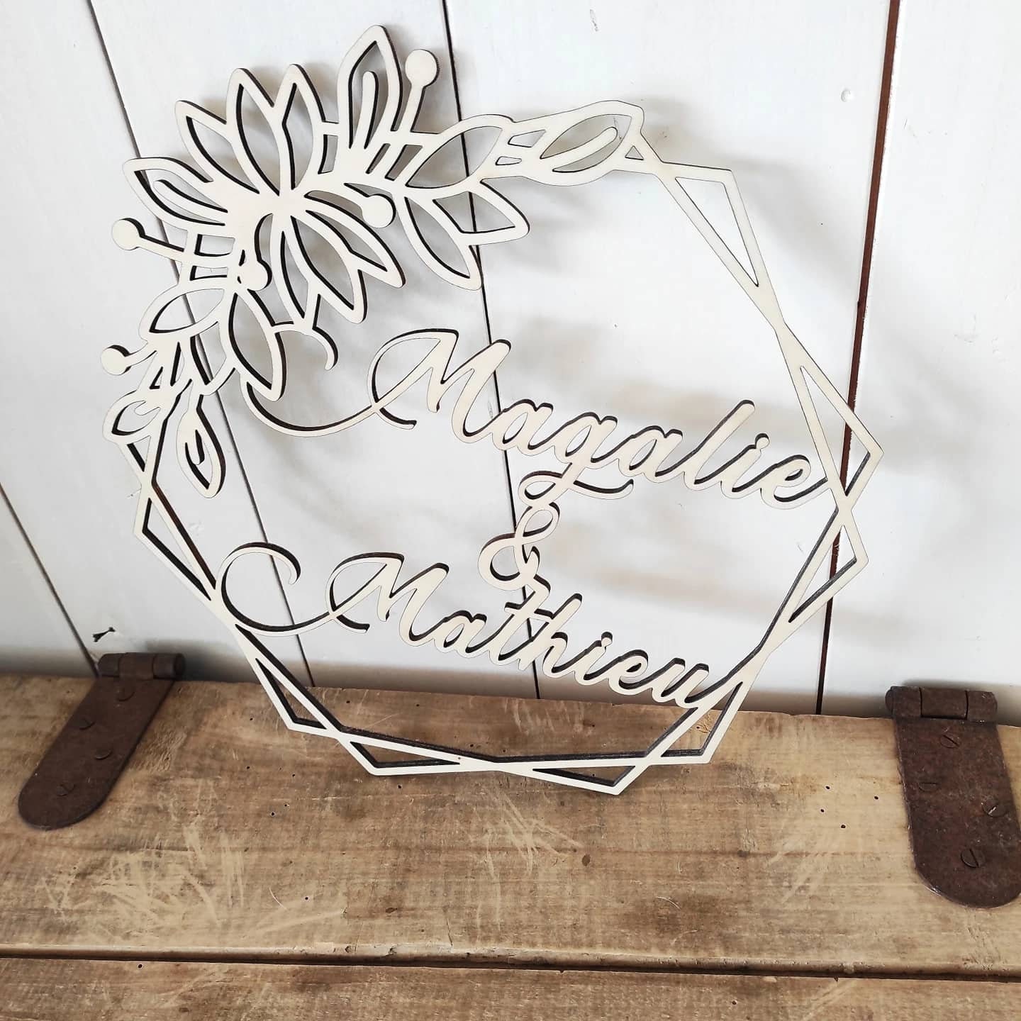 Couronne Bois Mariage/Décoration Mariage/ Champetre Wedding Ornement Prénom Mariage