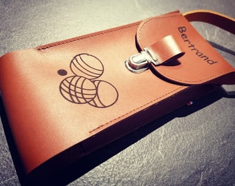 Boule-Tasche aus Leder / Balltasche / Boule-/Ballaufbewahrung / Ledertasche / personalisierte Tasche