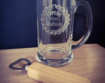 chope personnalisé/ chope bière/ verre gravé / chope gravé/ cadeau témoin/ cadeau copain