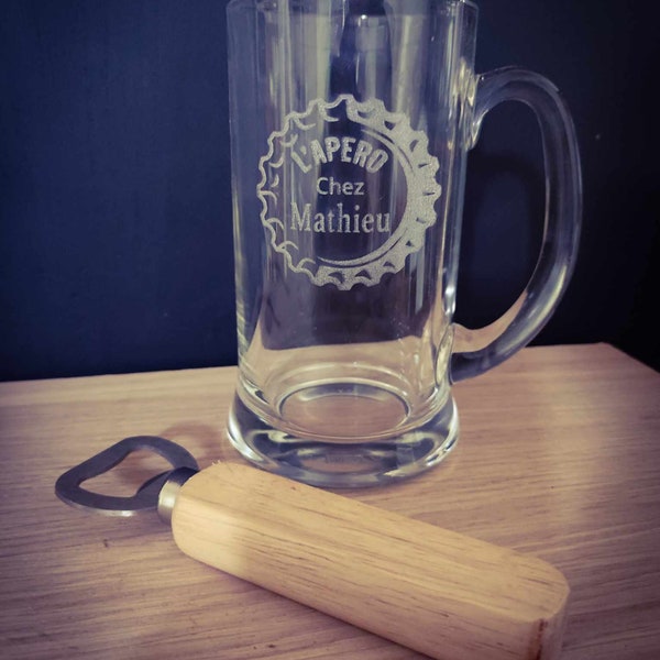 chope personnalisé/ chope bière/ verre gravé / chope gravé/ cadeau témoin/ cadeau copain