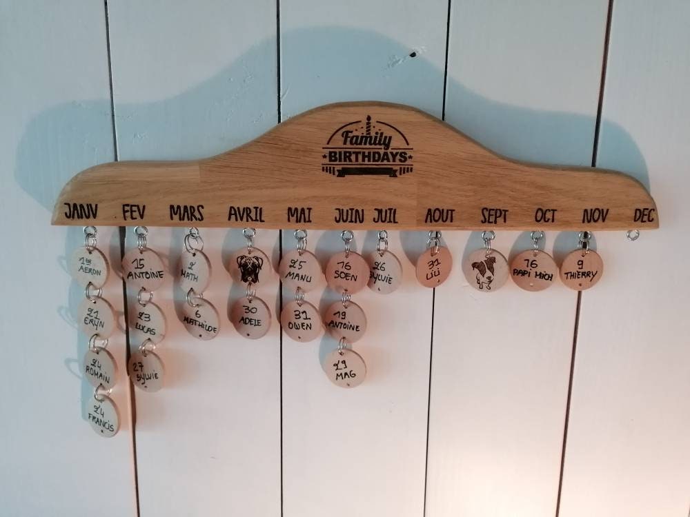 Calendrier Perpétuel Bois/Cadeau en Décoration Murale Calendrier Anniversaire /Cadeau Noel