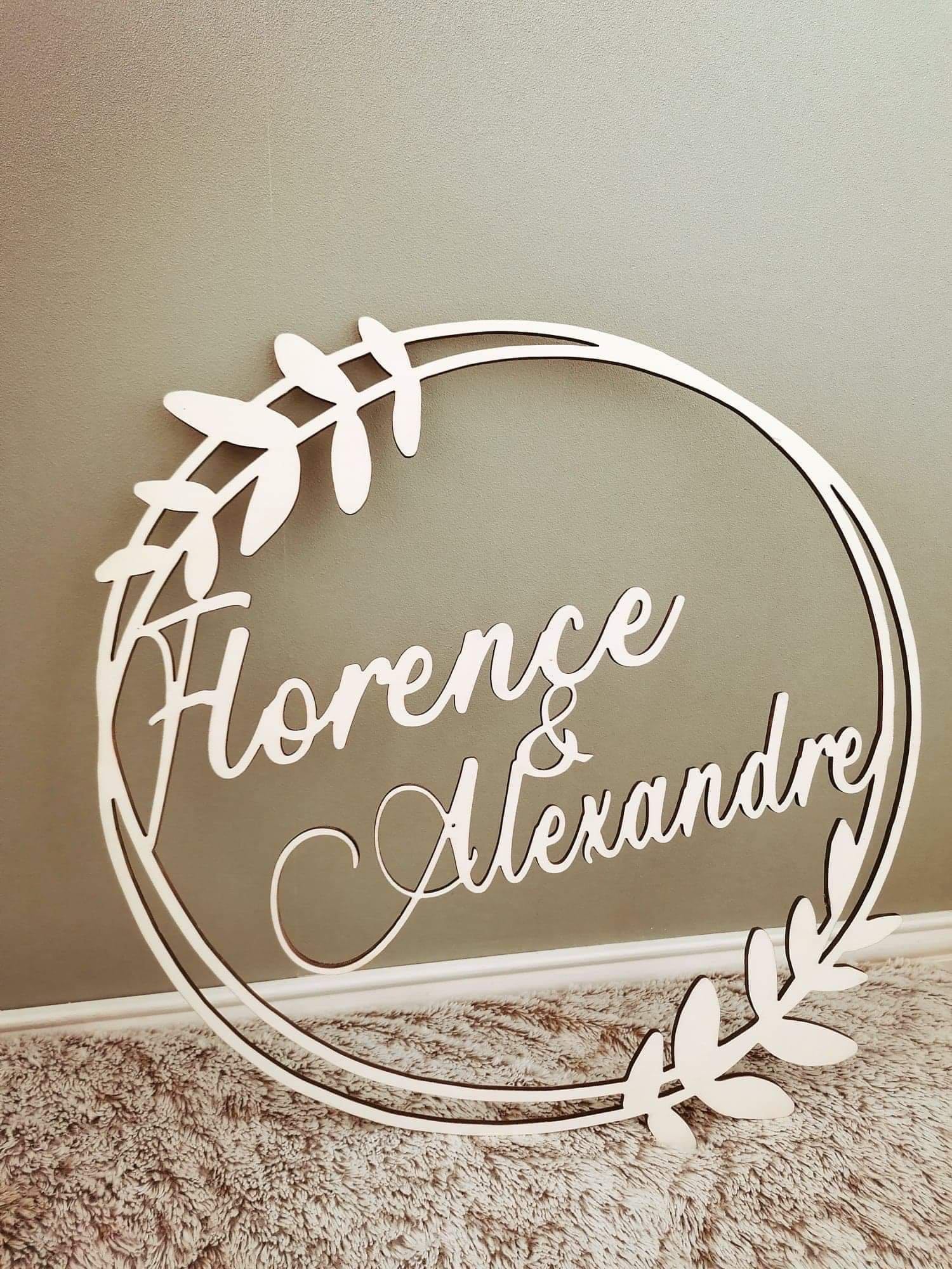 Couronne Bois Mariage/Décoration Mariage/ Champetre Wedding Ornement Prénom Mariage