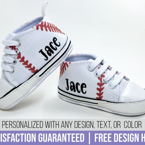 Custom Baby Boy Baseball Shoes, Personalized Baby Boy Shoes, Personalized Boy Walkers, High Top Boy Shoes, Baby Gift, Toddler Shoes