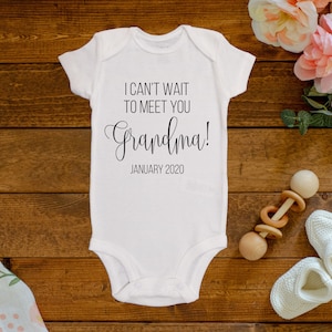 I Can't Wait To Meet You Grandma Onesie®/Bodysuit image 1