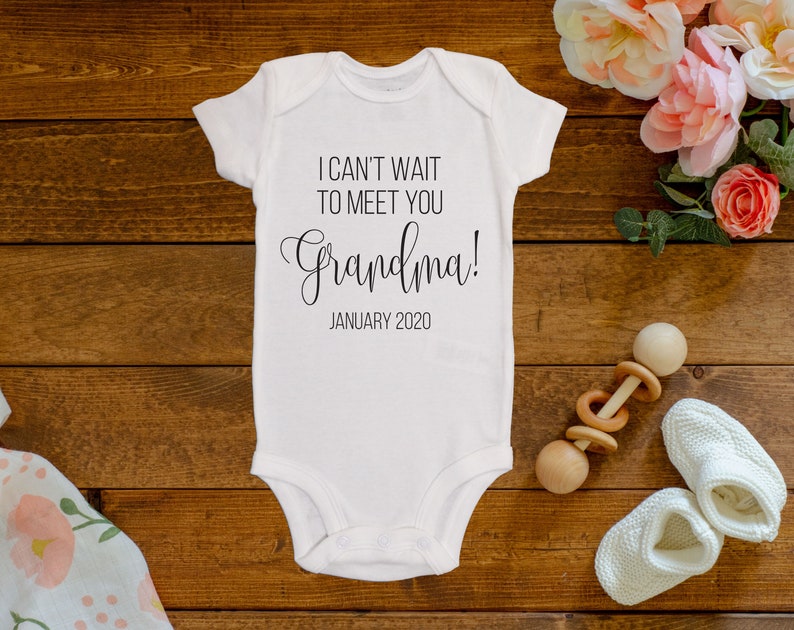 I Can't Wait To Meet You Grandma Onesie®/Bodysuit image 1