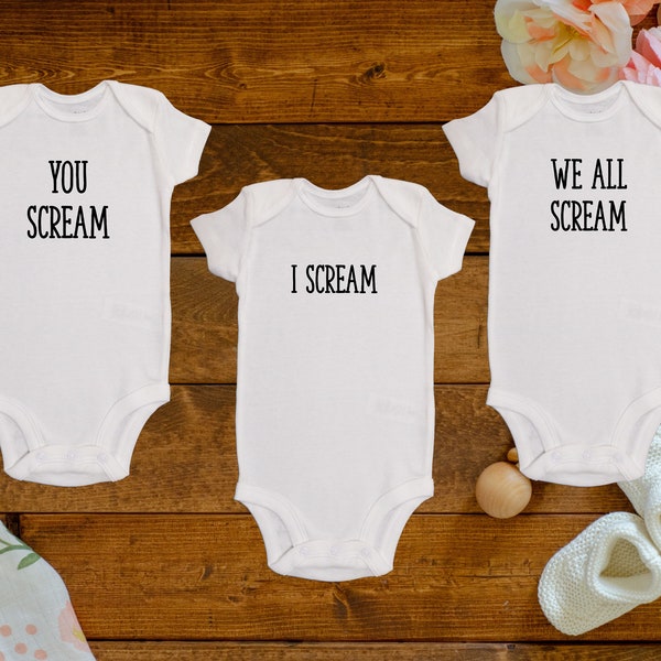 I Scream You Scream We All Scream Triplets Onesies®/Bodysuits