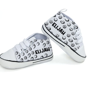 Custom Baby Sports Ball Shoes, Personalized Baby Shoes, Personalized Walkers, High Top Shoes, Baby Gift, Toddler Shoes