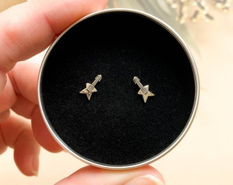 Sterling silver 925 Rock Guitar stud earrings in a Keepsake Gift Tin