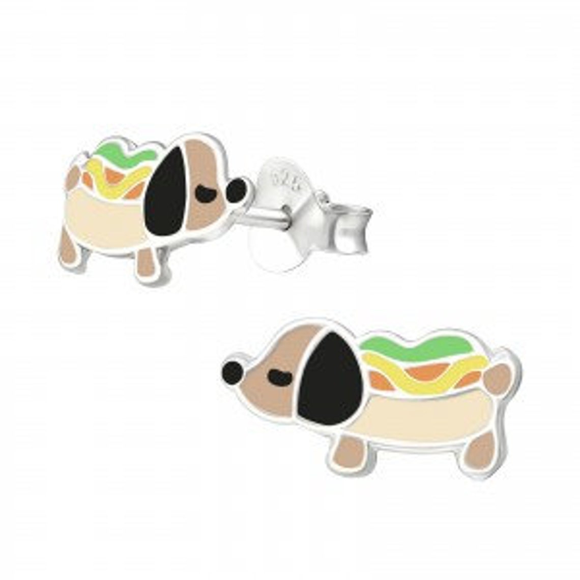 Sterling Silver Hotdog / Sausage Dog Earrings in Gift Tin Etsy