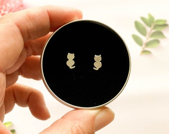 Sterling Silver 925 Cat Earrings in a Keepsake Gift Tin