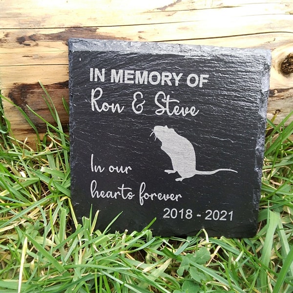 Personalised Memorial Slate Plaque For Pet Rat, Mouse Grave Marker Gift