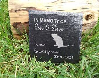 Personalised Memorial Slate Plaque For Pet Rat, Mouse Grave Marker Gift