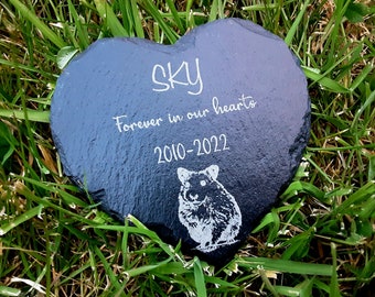 Personalised Engraved Slate hamster Pet Memorial Grave Marker Plaque Heart shape-Pet Memorial