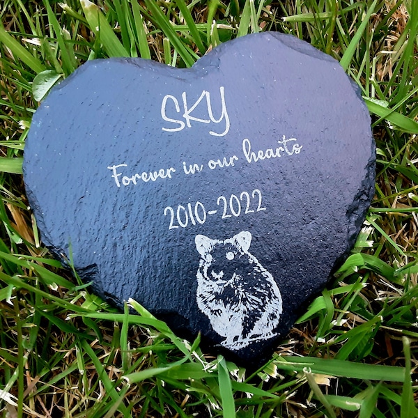 Personalised Engraved Slate hamster Pet Memorial Grave Marker Plaque Heart shape-Pet Memorial