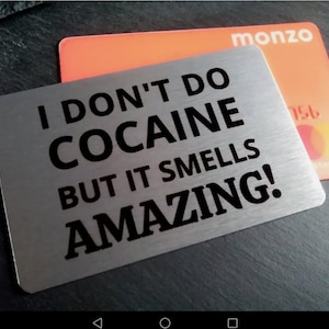 Cartão de carteira de cocaína novidade eu não uso cocaína presentes engraçados para ele pai namorado aniversário INSERIR presente de dia dos namorados