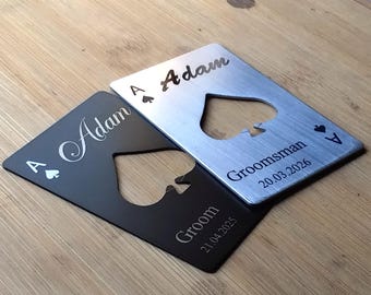 Groomsman Bottle Opener, Poker Lover Gift, Gifts For Ushers, Best Man Proposal, Groomsmen Gifts, Beer Lover, wedding gifts Metal cards