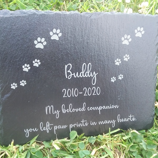 Personalised Engraved Large Slate  Pet Memorial Grave Marker Plaque for Dog or Cat, Pet remembrance, Custom dog stone