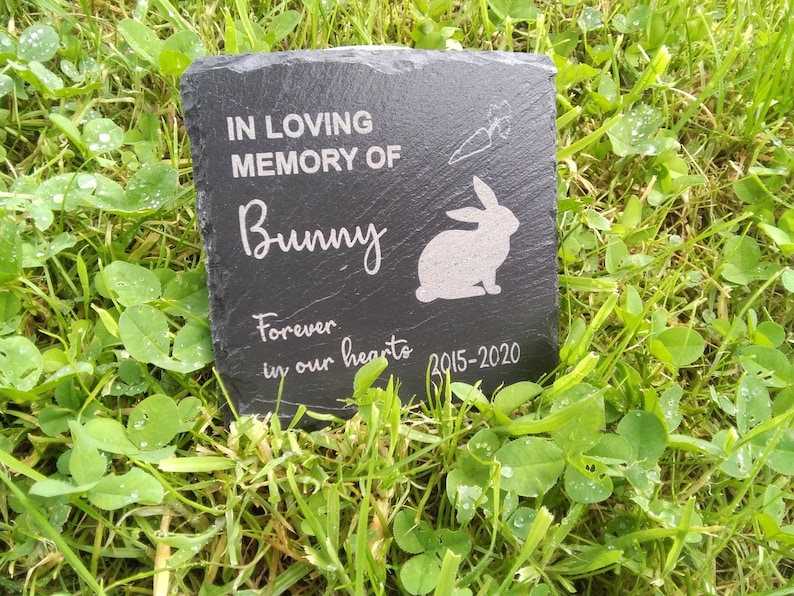 Personalised Engraved Slate Rabbit Pet Memorial Grave Marker Etsy