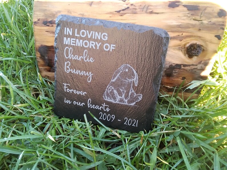 Personalised Engraved Slate Rabbit Pet Memorial Grave Marker Etsy