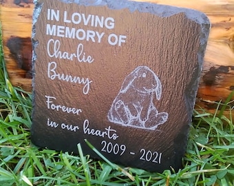 Personalised Engraved Slate Rabbit Pet Memorial Grave Marker Plaque bunny Gift Any Message