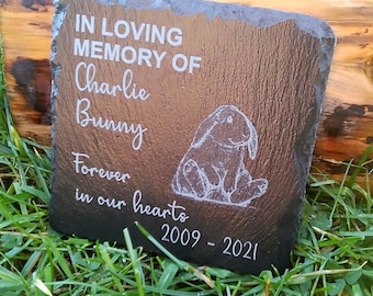 Placa conmemorativa de conejo grabada personalizada para tumba de mascota, regalo de conejo, cualquier mensaje