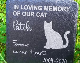 Cat Personalised Engraved Slate Pet Memorial Grave Marker Plaque for cat