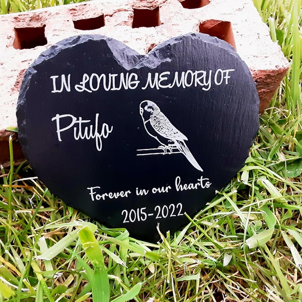 Perruche perruche perruche oiseau personnalisée gravée en ardoise pour animal de compagnie pierre commémorative pour pierre tombale plaque cadeau birdy coeur, perroquet