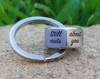 11th, 6th, 25th, Custom Engraved Wedding Anniversary for him Nut keyring Personalised keychain, gifts for husband Still Nuts about you