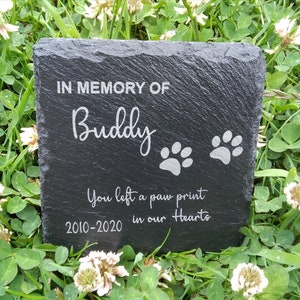 Placa memorial para animal de estimação, cão, gato, ardósia, pedra, pata, marcador de sepultura personalizado, presente de lápide