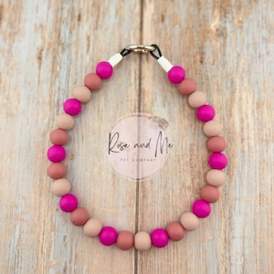 Personalized Raspberry Beaded Dog Necklace: Boho Puppy Gift