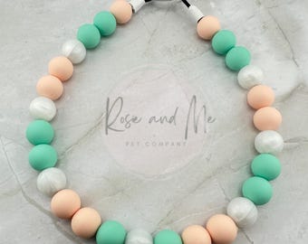 Handmade Pastel Beaded Dog Necklace: Stylish Puppy Accessory
