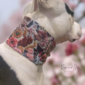 Floral Bullet Fabric Dog Scarf, Dog Neck Gaiter, New Puppy Gift, No tie Bandana, Dog neck wear, dog apparel, Dog bandana Gaiter