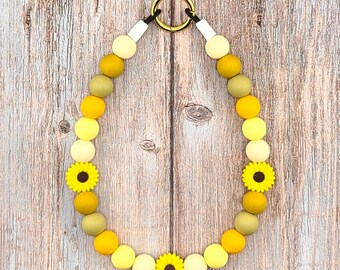 Fall Personalized Beaded Dog Necklace | Handmade Custom Dog Collar | Sunflower Necklace | New Puppy gift
