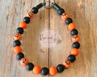 Personalized Beaded Dog Necklace: Handmade Halloween Puppy Gift