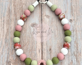 Collar de cuentas bohemio malva personalizado para perro, regalo para cachorro, collar de cuentas personalizado, chicle, collar de moda para perros, collar de cuentas para perro