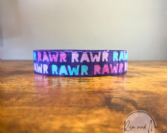 Rawr Funny Dog Collar: Soft Cotton, Adjustable Fit