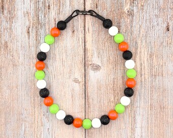 Fall Personalized Beaded Halloween Dog Necklace: Handmade Custom Puppy Collar