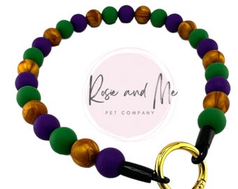 Handmade Mardi Gras Beaded Dog Necklace: Custom Fit Pet Accessory