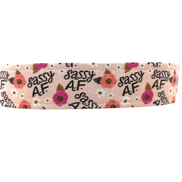 Sassy AF Floral Dog Collar, Funny Dog Collar, Floral Dog Collar, Adjustable collar, Pet Gift, Martingale, Girl Dog Collar, Peach Dog Collar