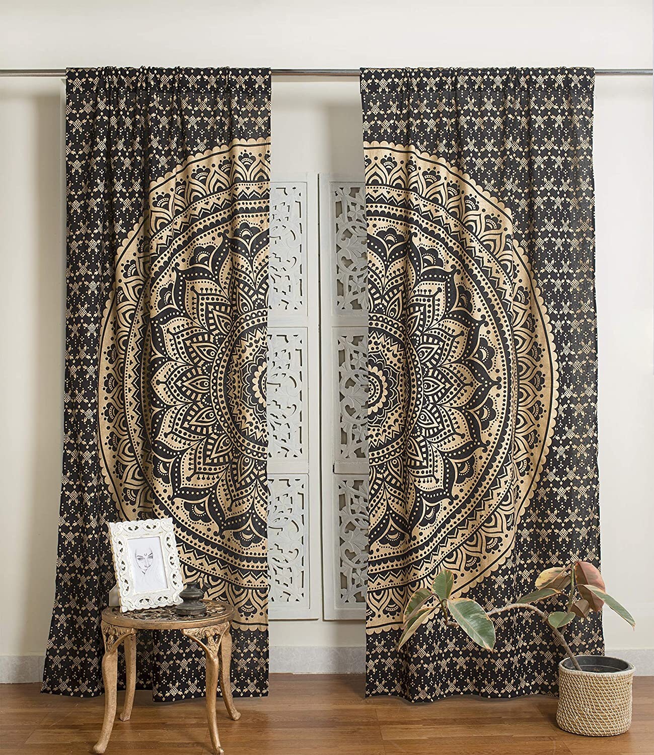Black Gold Ombre Curtain Throw Curtains Window Curtain Valance Etsy