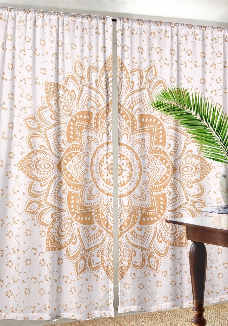 Indian Curtains Mandala Curtains Window Curtain Boho Valance Etsy