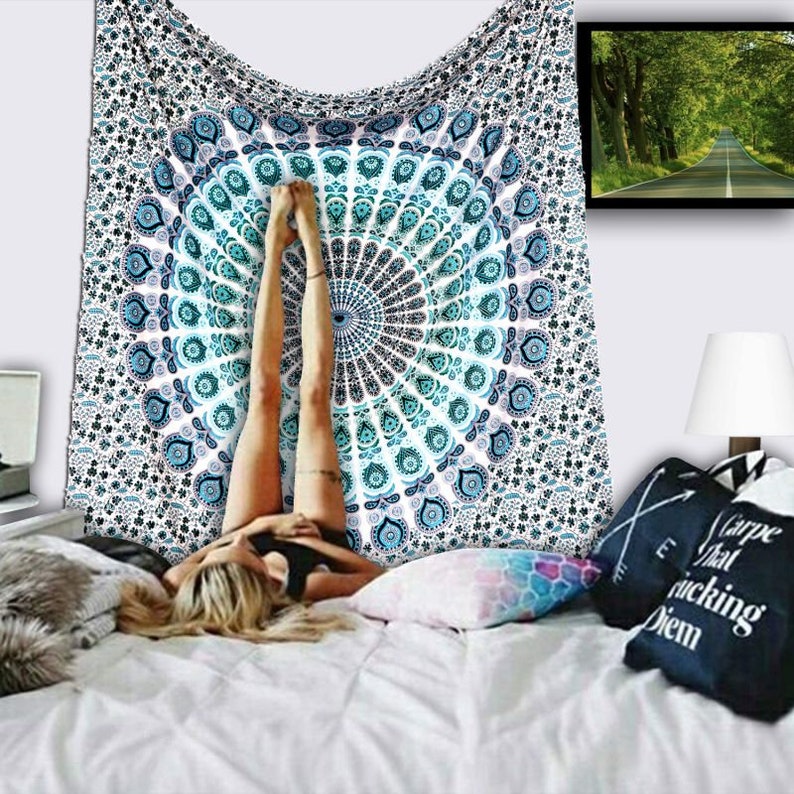 Tapestry Wall Hanging Mandala Tapestries Indian Cotton Etsy